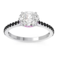 Diamond Ring In Palladium With Pink Tourmaline And Black Onyx Mahavisa Oval Classic Ring