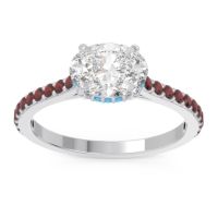 Diamond Ring In Palladium With Swiss Blue Topaz And Garnet Mahavisa Oval Classic Ring