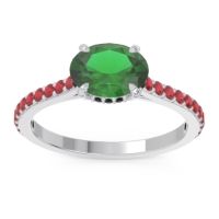 Lab Emerald Ring In Platinum With Black Onyx And Ruby Mahavisa Oval Classic Ring