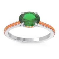 Lab Emerald Ring In Platinum With Citrine Mahavisa Oval Classic Ring