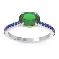Lab Emerald Ring In Platinum With Peridot And Blue Sapphire Mahavisa Oval Classic Ring