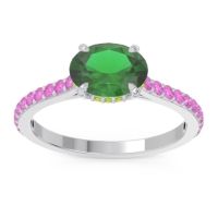 Lab Emerald Ring In Platinum With Peridot And Pink Tourmaline Mahavisa Oval Classic Ring