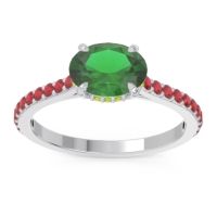 Lab Emerald Ring In Palladium With Peridot And Ruby Mahavisa Oval Classic Ring