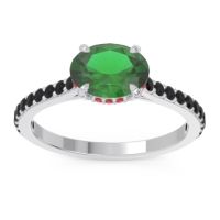 Lab Emerald Ring In Platinum With Ruby And Black Onyx Mahavisa Oval Classic Ring
