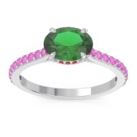 Lab Emerald Ring In Platinum With Ruby And Pink Tourmaline Mahavisa Oval Classic Ring