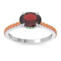 Garnet Ring In Palladium With Emerald And Citrine Mahavisa Oval Classic Ring