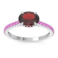 Garnet Ring In Palladium With Pink Tourmaline Mahavisa Oval Classic Ring