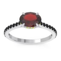 Garnet Ring In Palladium With Peridot And Black Onyx Mahavisa Oval Classic Ring