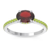 Garnet Ring In Platinum With Peridot Mahavisa Oval Classic Ring