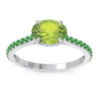 Peridot Ring In Palladium With Aquamarine And Emerald Mahavisa Oval Classic Ring