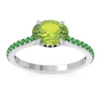 Peridot Ring In Palladium With Black Onyx And Emerald Mahavisa Oval Classic Ring