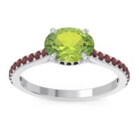 Peridot Ring In Palladium With Black Onyx And Garnet Mahavisa Oval Classic Ring