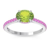 Peridot Ring In Platinum With Pink Tourmaline Mahavisa Oval Classic Ring