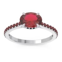 Lab Ruby Ring In Palladium With Black Onyx And Garnet Mahavisa Oval Classic Ring