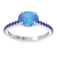 Swiss Blue Topaz Ring In 14k White Gold With Amethyst And Blue Sapphire Mahavisa Oval Classic Ring