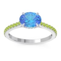 Swiss Blue Topaz Ring In Platinum With Aquamarine And Peridot Mahavisa Oval Classic Ring