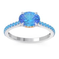 Swiss Blue Topaz Ring In Palladium With Citrine Mahavisa Oval Classic Ring