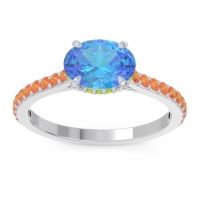 Swiss Blue Topaz Ring In Platinum With Peridot And Citrine Mahavisa Oval Classic Ring