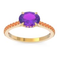 Amethyst Ring In 18k Yellow Gold With Citrine Mahavisa Oval Classic Ring
