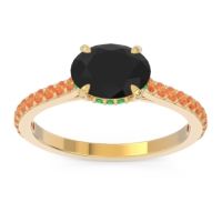 Black Onyx Ring In 18k Yellow Gold With Emerald And Citrine Mahavisa Oval Classic Ring
