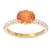 Citrine Ring In 14k Yellow Gold With Lab Diamond Mahavisa Oval Classic Ring