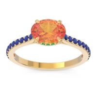 Citrine Ring In 14k Yellow Gold With Emerald And Blue Sapphire Mahavisa Oval Classic Ring