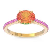 Citrine Ring In 14k Yellow Gold With Emerald And Pink Tourmaline Mahavisa Oval Classic Ring