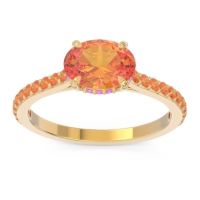 Citrine Ring In 18k Yellow Gold With Pink Tourmaline Mahavisa Oval Classic Ring