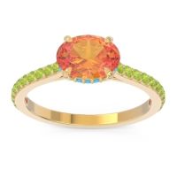 Citrine Ring In 18k Yellow Gold With Swiss Blue Topaz And Peridot Mahavisa Oval Classic Ring