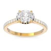 Diamond Ring In 14k Yellow Gold With Black Onyx And Lab Diamond Mahavisa Oval Classic Ring