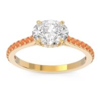 Diamond Ring In 14k Yellow Gold With Citrine Mahavisa Oval Classic Ring