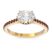 Diamond Ring In 14k Yellow Gold With Garnet Mahavisa Oval Classic Ring