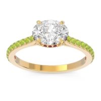 Diamond Ring In 14k Yellow Gold With Garnet And Peridot Mahavisa Oval Classic Ring