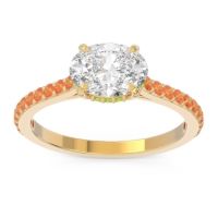 Diamond Ring In 18k Yellow Gold With Peridot And Citrine Mahavisa Oval Classic Ring