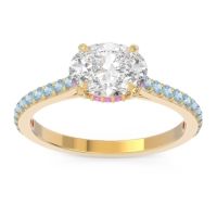 Diamond Ring In 14k Yellow Gold With Pink Tourmaline And Aquamarine Mahavisa Oval Classic Ring