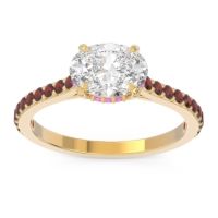 Diamond Ring In 14k Yellow Gold With Pink Tourmaline And Garnet Mahavisa Oval Classic Ring