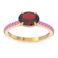 Garnet Ring In 18k Yellow Gold With Pink Tourmaline Mahavisa Oval Classic Ring