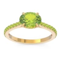 Peridot Ring In 18k Yellow Gold Mahavisa Oval Classic Ring