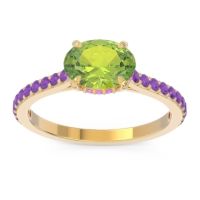 Peridot Ring In 18k Yellow Gold With Pink Tourmaline And Amethyst Mahavisa Oval Classic Ring