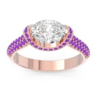 Diamond Ring In 18K Rose Gold With Amethyst Timi Oval Modern Ring