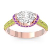 Diamond Ring In 18K Rose Gold With Amethyst And Peridot Timi Oval Modern Ring