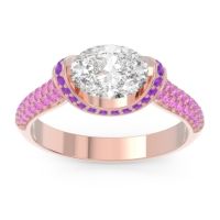 Diamond Ring In 18K Rose Gold With Amethyst And Pink Tourmaline Timi Oval Modern Ring