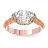 Diamond Ring In 14K Rose Gold With Emerald And Citrine Timi Oval Modern Ring