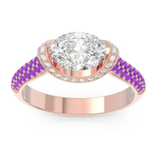 Modern Halo Oval Pave Timi Ring
