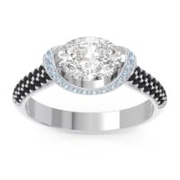 Diamond Ring In 14k White Gold With Aquamarine And Black Onyx Timi Oval Modern Ring