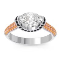 Diamond Ring In Palladium With Black Onyx And Citrine Timi Oval Modern Ring