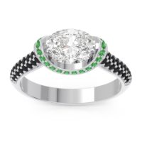 Diamond Ring In Palladium With Emerald And Black Onyx Timi Oval Modern Ring