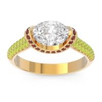 Diamond Ring In 14k Yellow Gold With Garnet And Peridot Timi Oval Modern Ring