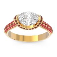 Diamond Ring In 14k Yellow Gold With Garnet And Ruby Timi Oval Modern Ring