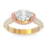 Diamond Engagement Ring In 14k Yellow Gold With Pink Tourmaline - Timi Oval Modern Ring